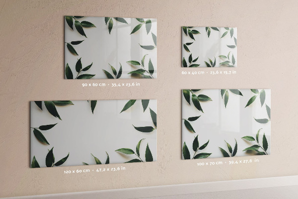 Memobord van glas met print inclusief neodymium magneten Stijlvol memobord met planten
