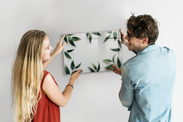 Memobord van glas met print inclusief neodymium magneten Stijlvol memobord met planten