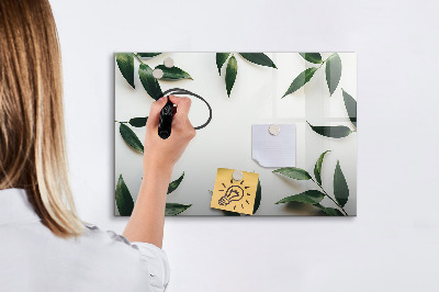 Memobord van glas met print inclusief neodymium magneten Stijlvol memobord met planten