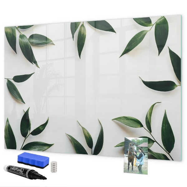 Memobord van glas met print inclusief neodymium magneten Stijlvol memobord met planten