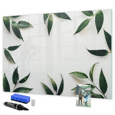 Memobord van glas met print inclusief neodymium magneten Stijlvol memobord met planten