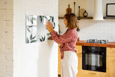 Memobord van glas met print inclusief neodymium magneten Stijlvol memobord met planten