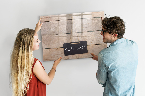 Decoratief glazen wandbord beschrijfbaar en magnetisch Creatief moodboard voor foto's en notities