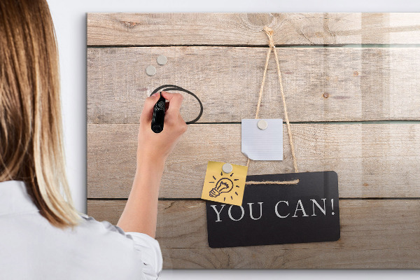 Decoratief glazen wandbord beschrijfbaar en magnetisch Creatief moodboard voor foto's en notities