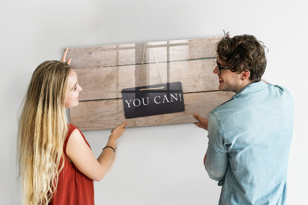 Decoratief glazen wandbord beschrijfbaar en magnetisch Creatief moodboard voor foto's en notities