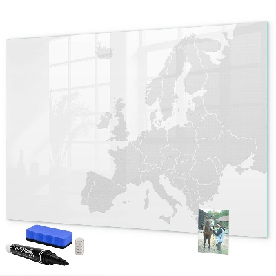 Decoratief glazen wandbord beschrijfbaar en magnetisch Interactieve poster voor foto's en notities