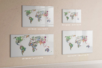 Decoratief glazen wandbord beschrijfbaar en magnetisch Interactieve poster voor foto's en notities