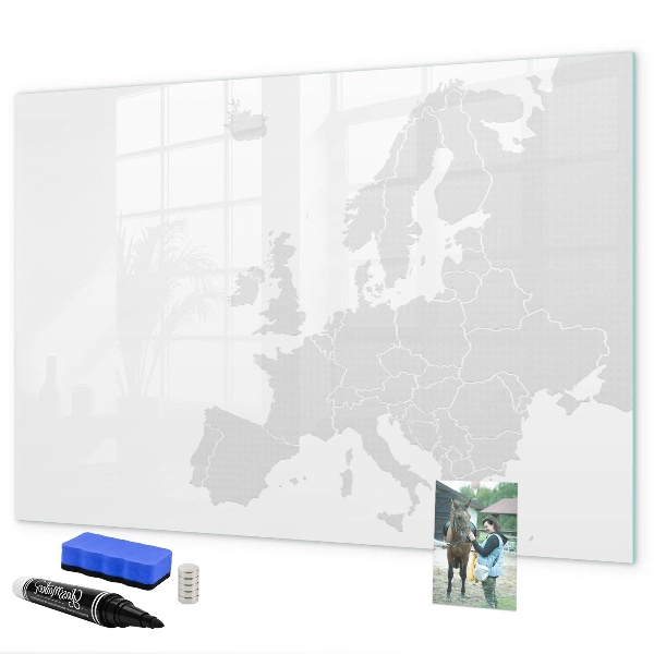 Decoratief glazen wandbord beschrijfbaar en magnetisch Interactieve poster voor foto's en notities