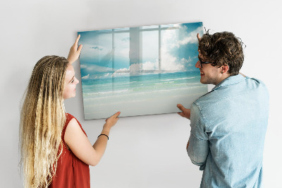 Memobord van glas met print inclusief neodymium magneten Magnetisch bord met foto's van de kust