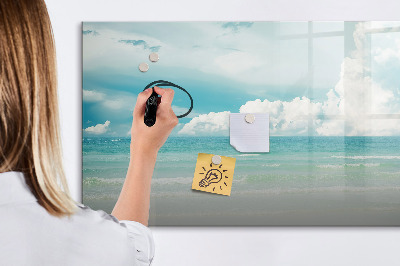 Memobord van glas met print inclusief neodymium magneten Magnetisch bord met foto's van de kust
