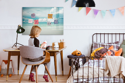 Memobord van glas met print inclusief neodymium magneten Magnetisch bord met foto's van de kust