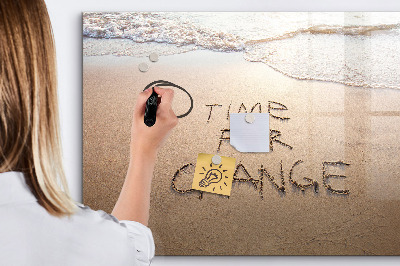 Decoratief glazen wandbord beschrijfbaar en magnetisch Tijd voor veranderingen en herinneringen.