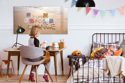 Decoratief glazen wandbord beschrijfbaar en magnetisch Tijd voor veranderingen en herinneringen.