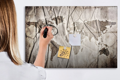 Memobord van glas met print inclusief neodymium magneten Wereldkaart met foto's en accessoires