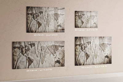 Memobord van glas met print inclusief neodymium magneten Wereldkaart met foto's en accessoires