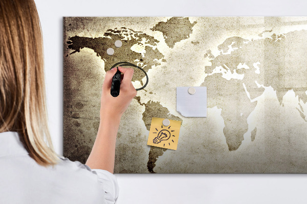 Decoratief glazen wandbord beschrijfbaar en magnetisch Herinneringskaart met persoonlijke foto's