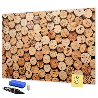 Memobord van glas met print inclusief neodymium magneten Wijnkurk Fotobord