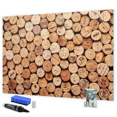 Memobord van glas met print inclusief neodymium magneten Wijnkurk Fotobord