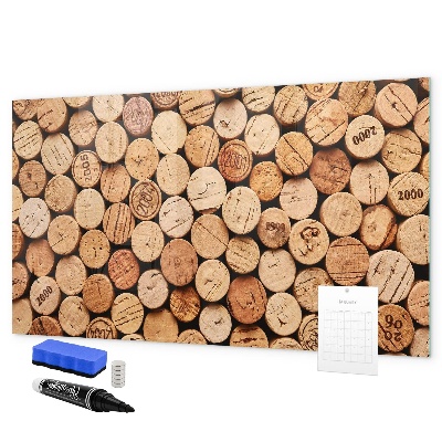 Memobord van glas met print inclusief neodymium magneten Wijnkurk Fotobord