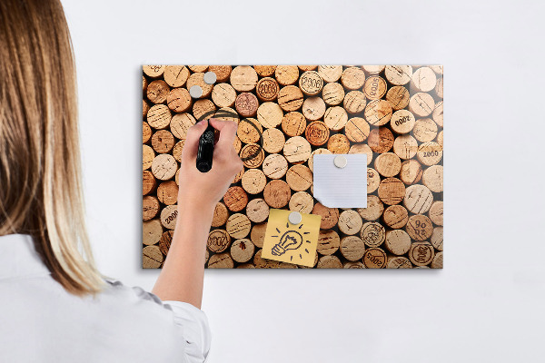 Memobord van glas met print inclusief neodymium magneten Wijnkurk Fotobord