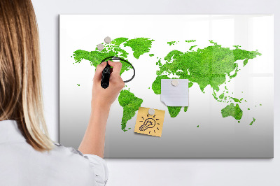 Decoratief glazen wandbord beschrijfbaar en magnetisch Groene kaart met fotolocaties