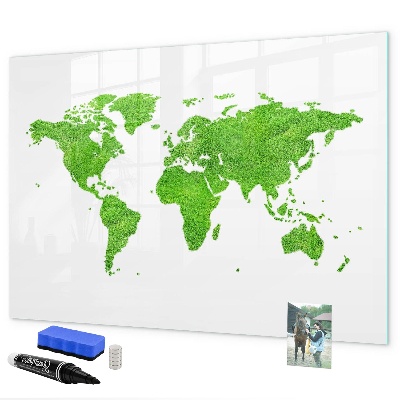 Decoratief glazen wandbord beschrijfbaar en magnetisch Groene kaart met fotolocaties