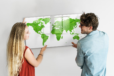 Decoratief glazen wandbord beschrijfbaar en magnetisch Groene kaart met fotolocaties