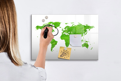 Decoratief glazen wandbord beschrijfbaar en magnetisch Groene kaart met fotolocaties