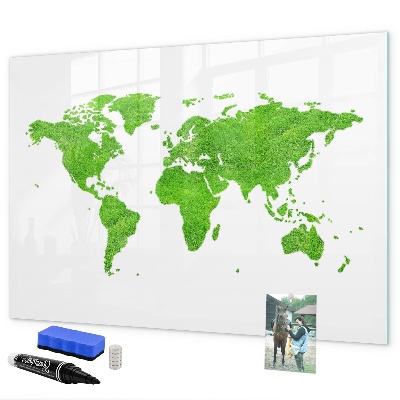 Decoratief glazen wandbord beschrijfbaar en magnetisch Groene kaart met fotolocaties