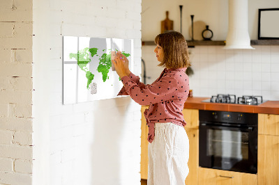 Decoratief glazen wandbord beschrijfbaar en magnetisch Groene kaart met fotolocaties