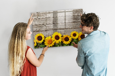 Decoratief glazen wandbord beschrijfbaar en magnetisch Creatief zonnebloembloemenbord
