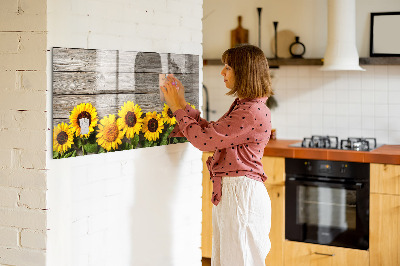 Decoratief glazen wandbord beschrijfbaar en magnetisch Creatief zonnebloembloemenbord
