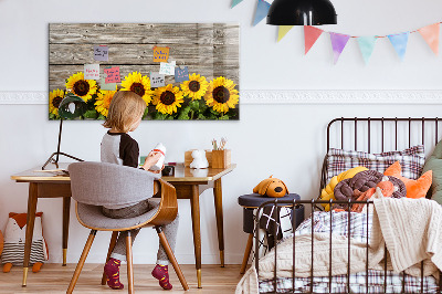 Decoratief glazen wandbord beschrijfbaar en magnetisch Creatief zonnebloembloemenbord