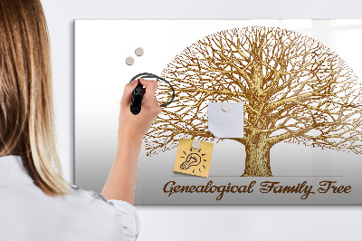 Memobord van glas met print inclusief neodymium magneten Stamboom met ruimte voor foto's