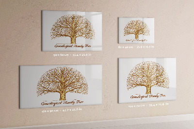 Memobord van glas met print inclusief neodymium magneten Stamboom met ruimte voor foto's