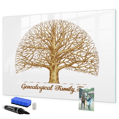 Memobord van glas met print inclusief neodymium magneten Stamboom met ruimte voor foto's