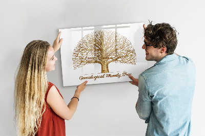 Memobord van glas met print inclusief neodymium magneten Stamboom met ruimte voor foto's