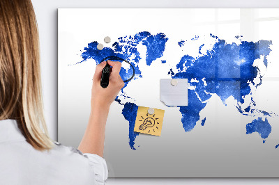 Memobord van glas met print inclusief neodymium magneten Wereldkaart met fotolocaties