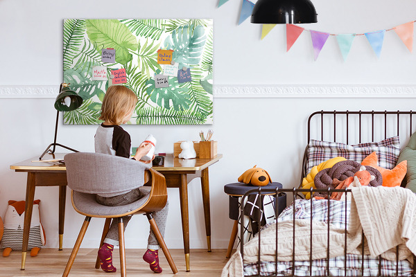 Decoratief glazen wandbord beschrijfbaar en magnetisch Groen bord voor foto's en notities