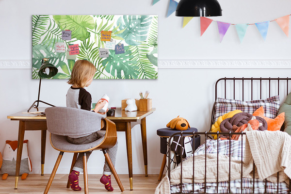 Decoratief glazen wandbord beschrijfbaar en magnetisch Groen bord voor foto's en notities