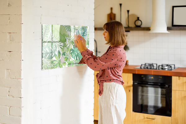 Decoratief glazen wandbord beschrijfbaar en magnetisch Groen bord voor foto's en notities
