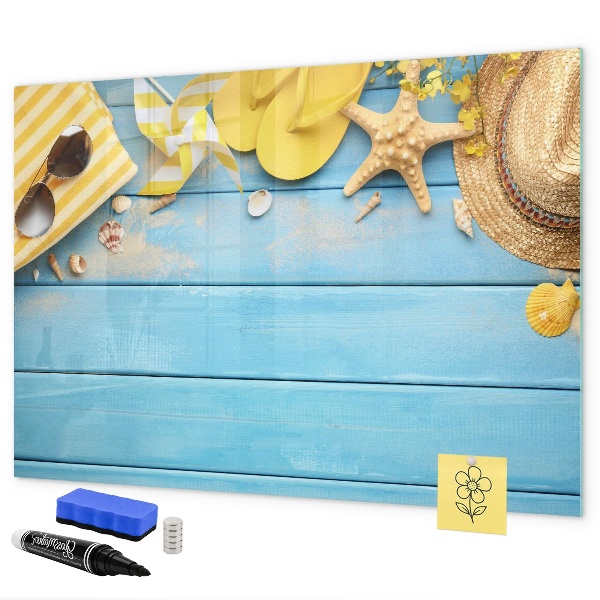 Zomerse herinneringen op een blauwe achtergrond