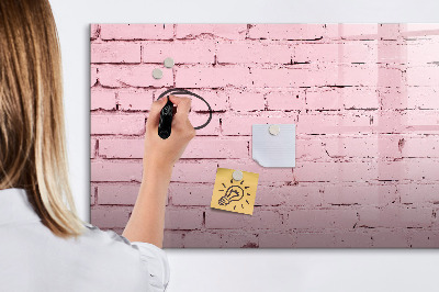 Memobord van glas met print inclusief neodymium magneten Roze muur met ruimte voor foto's