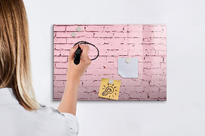 Memobord van glas met print inclusief neodymium magneten Roze muur met ruimte voor foto's