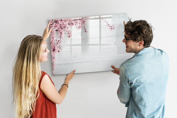 Decoratief glazen wandbord beschrijfbaar en magnetisch Een creatieve ruimte voor het presenteren van foto's