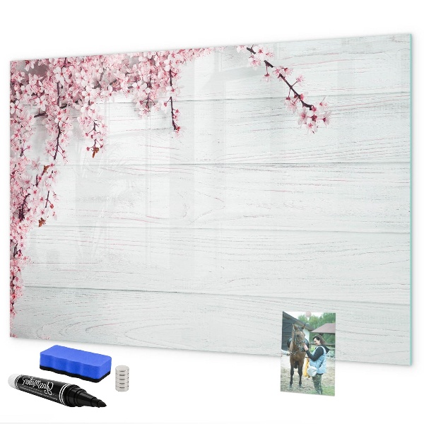 Decoratief glazen wandbord beschrijfbaar en magnetisch Een creatieve ruimte voor het presenteren van foto's