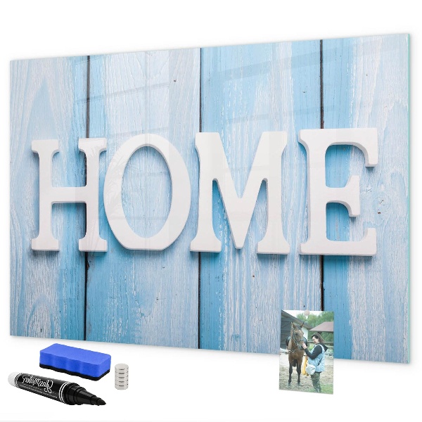 Memobord van glas met print inclusief neodymium magneten Wanddecoratie met een huiselijk thema