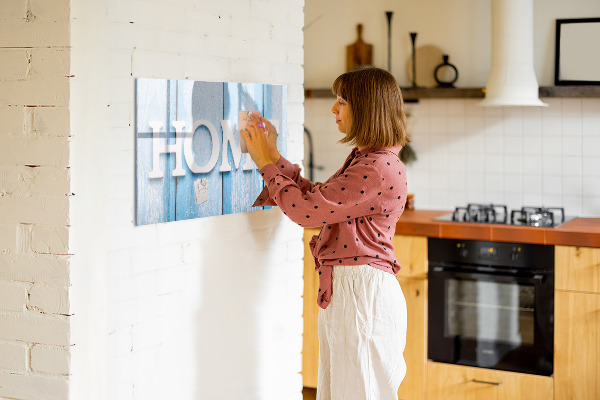 Memobord van glas met print inclusief neodymium magneten Wanddecoratie met een huiselijk thema