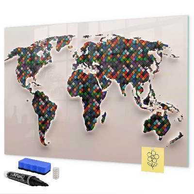 Decoratief glazen wandbord beschrijfbaar en magnetisch Interactieve wereld met fotospots