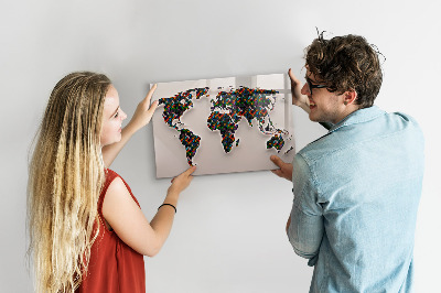 Decoratief glazen wandbord beschrijfbaar en magnetisch Interactieve wereld met fotospots